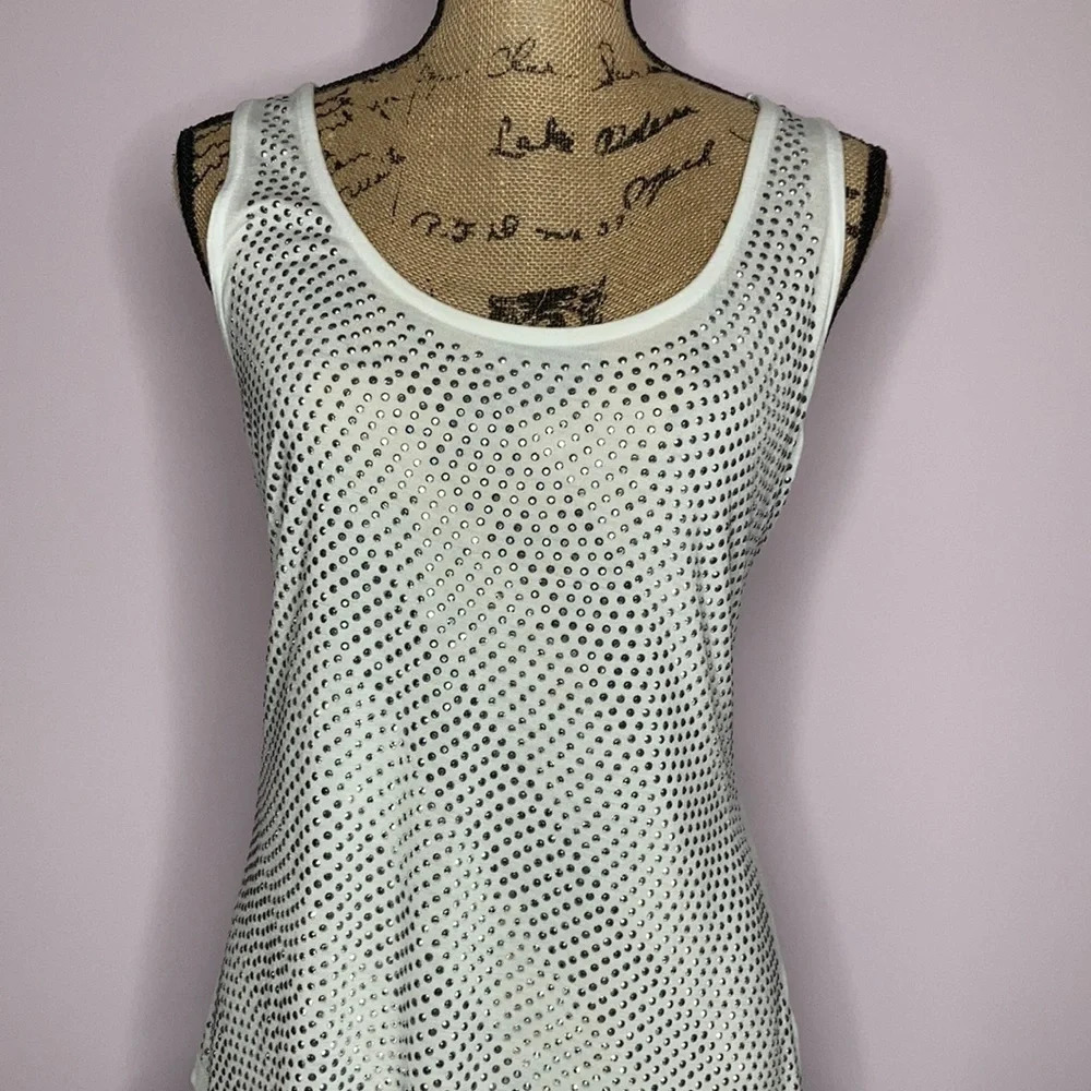 INC White & Silver Rhinestone Tank